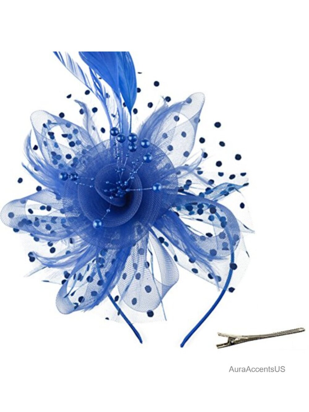 Women's Feather Fascinator Hat with Headband Clip Tea Party Derby Headwear